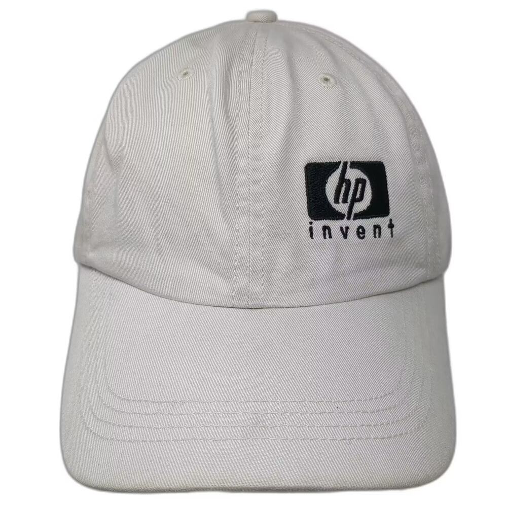 HP Baseball Cap Beige Black OS Hat Embroidered Adjustable Cotton Slideback